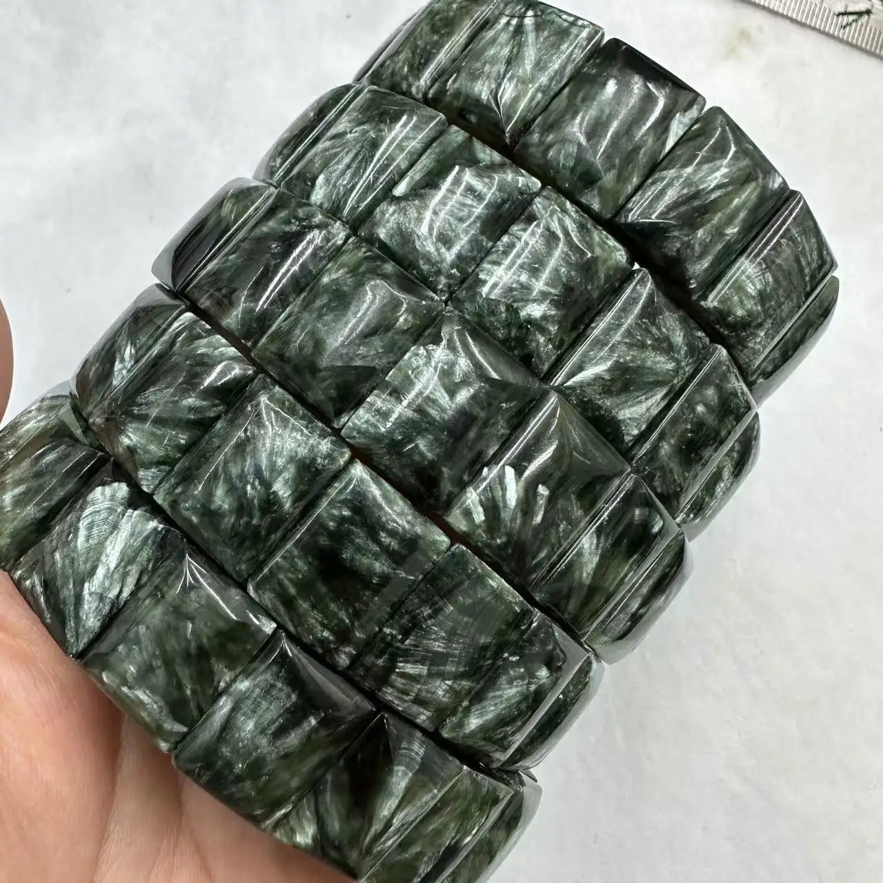 

ХОРОШЕЕ качество, русский серафинит (Клинохлор), браслет из бусин, ювелирный браслет из натурального драгоценного камня для женщин и мужчин, подарок, оптовая продажа