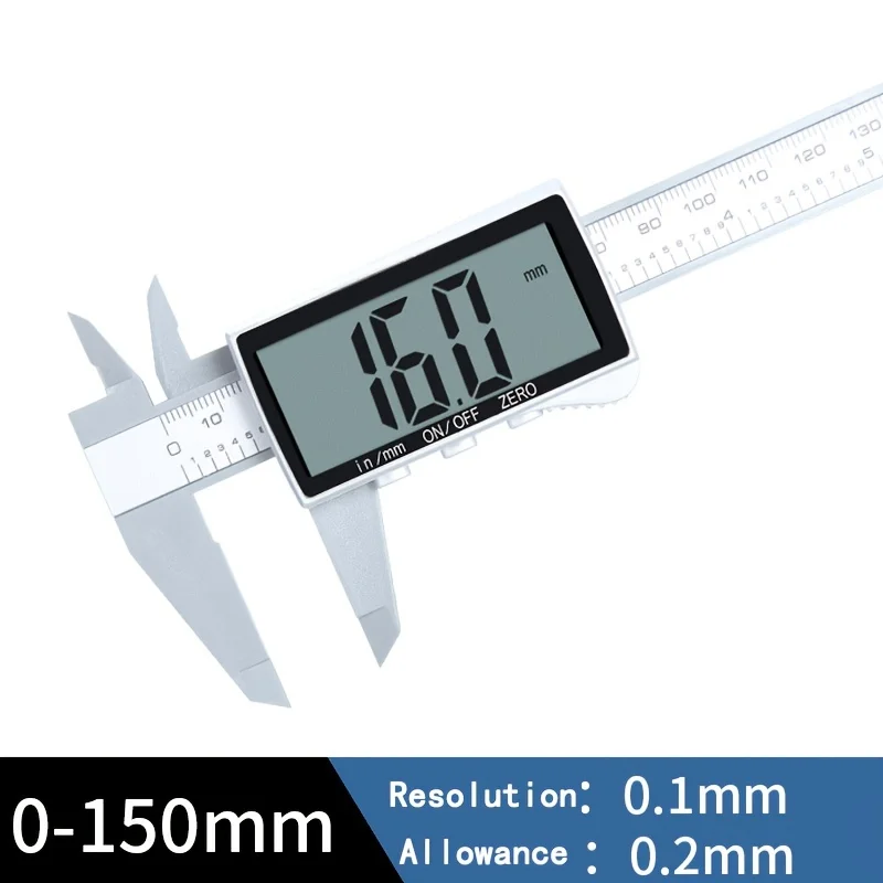 Imagem -03 - Paquímetro Vernier de Plástico com Display Digital Tela Cheia Cultural e de Entretenimento Régua Medidor de Jóias Série 0150 mm