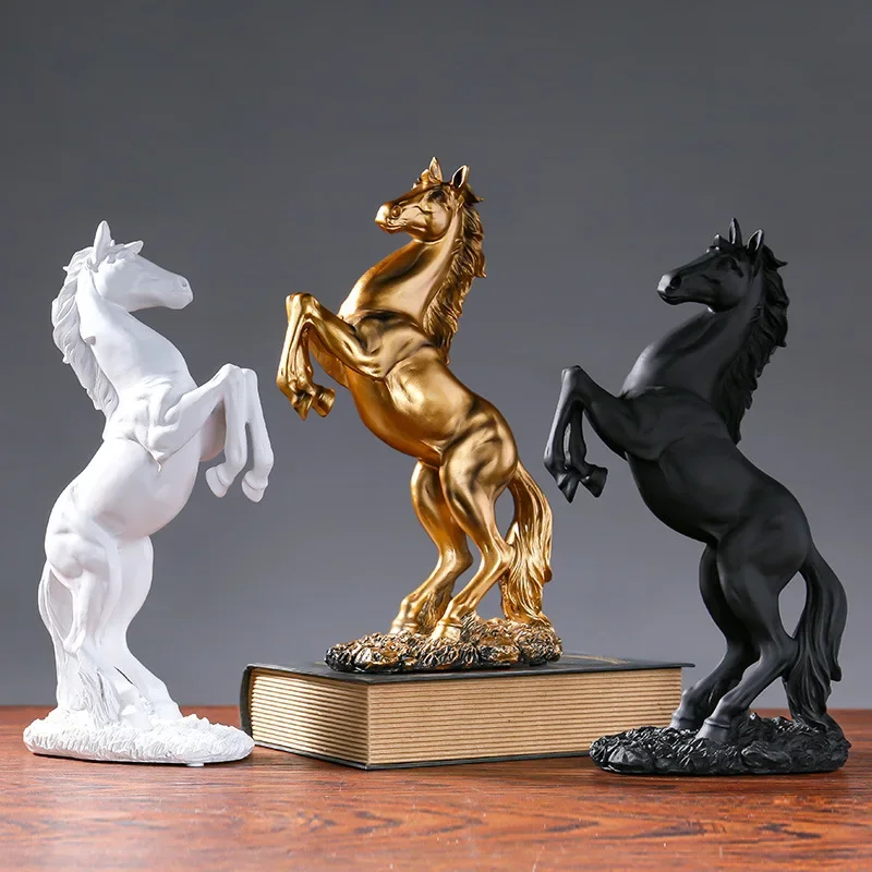 

Resin Statue Golden White Black Horse Figure Nordic Abstract Ornaments for Figurines for Interior Sculpture Room Home Decor