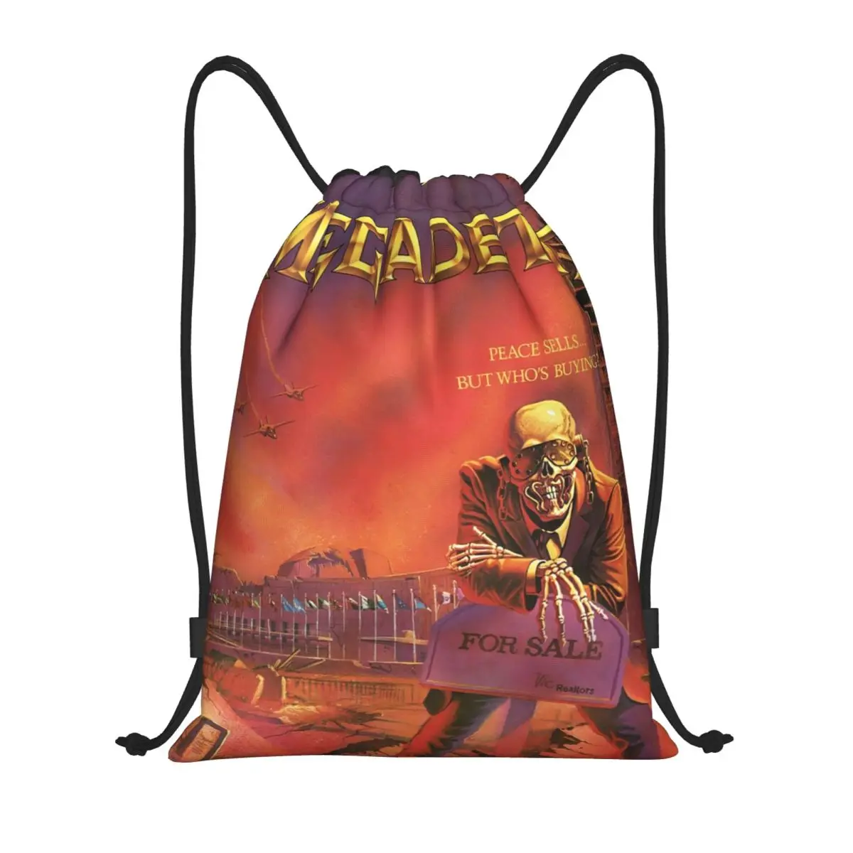 

Custom Megadeths Rock Band Drawstring Bags Women Men Lightweight Heavy Metal Band Sports Gym Storage Backpack