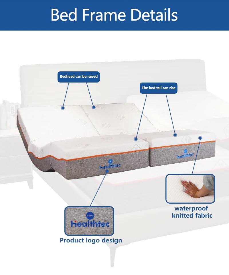 Adjustable Electric Bed With Massager Healthtec OEM&ODM Remote Control Adjustable Bed