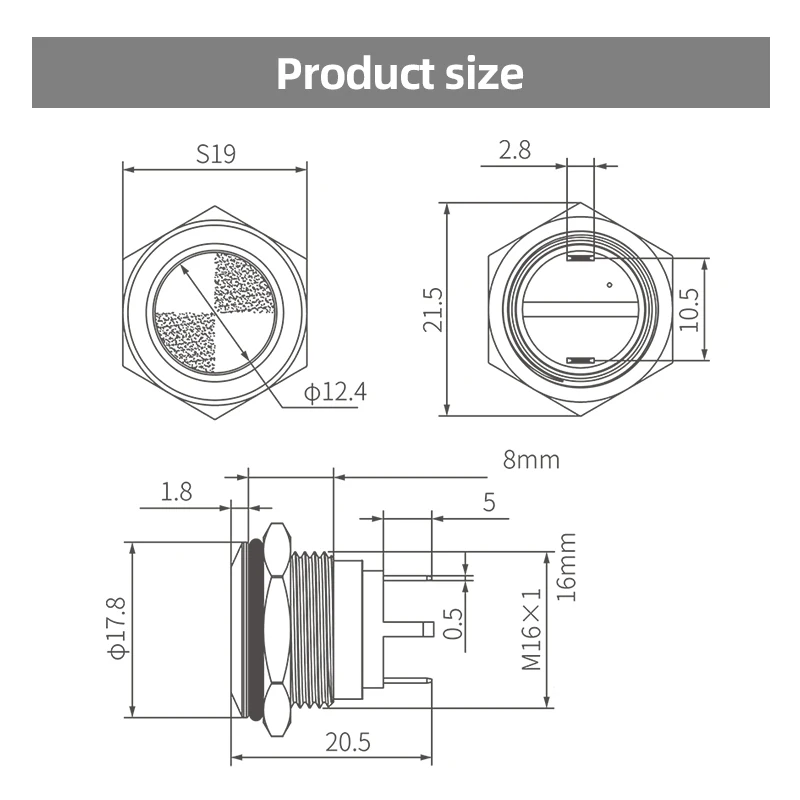 16mm metalowy wskaźnik świetlny LED wodoodporny sygnał świetlny 3-6V12-24v110V-220V czyste płaskie dwie nóżki śrubowe do łatwej instalacji