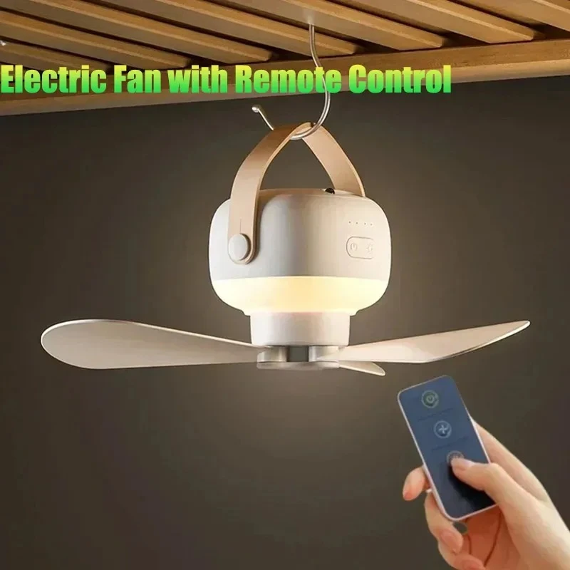 

Portable Ceiling Fans Outdoor Camping Fan Tent Ventilator Cooler Rechargeable Electric Fan Remote Control LED Lighting
