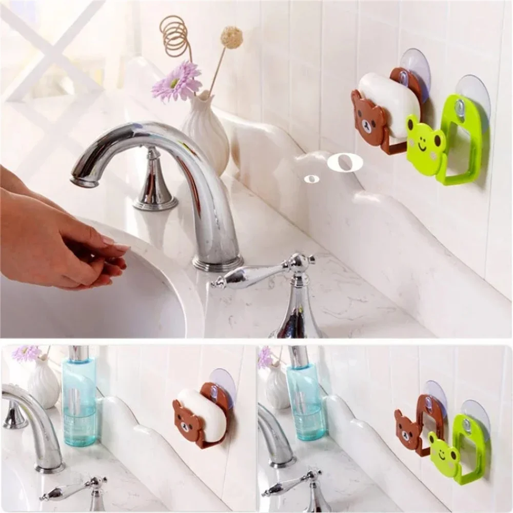 Cartoon Dish Cloth Sponge Holder With Suction Cup Kitchen Multifunctional Storage Organizer Rack Dining Kitchen Rack Organizer