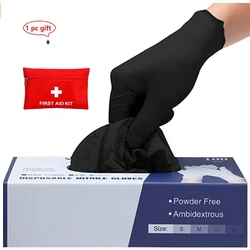 20/50/100PCS Black Nitrile Gloves Thickened Disposable Gloves for Cleaning Hairdressing Waterproof Dishwashing Tattoo Gloves