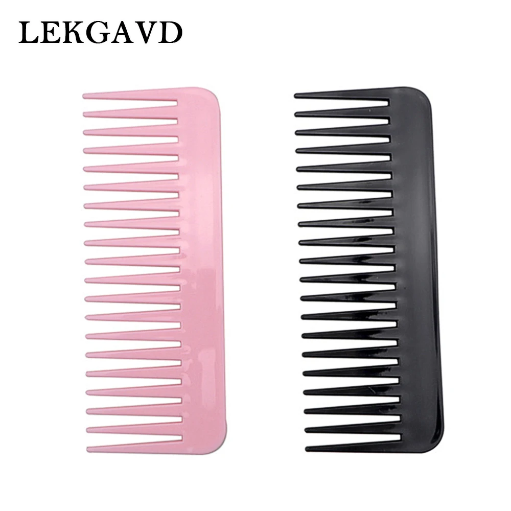 

19 Teeth Wide Tooth Comb Large Black Pink Plastic Pro Salon Barber Hairdressing Styling Hair Comb Detangler Curly Hair Care Tool