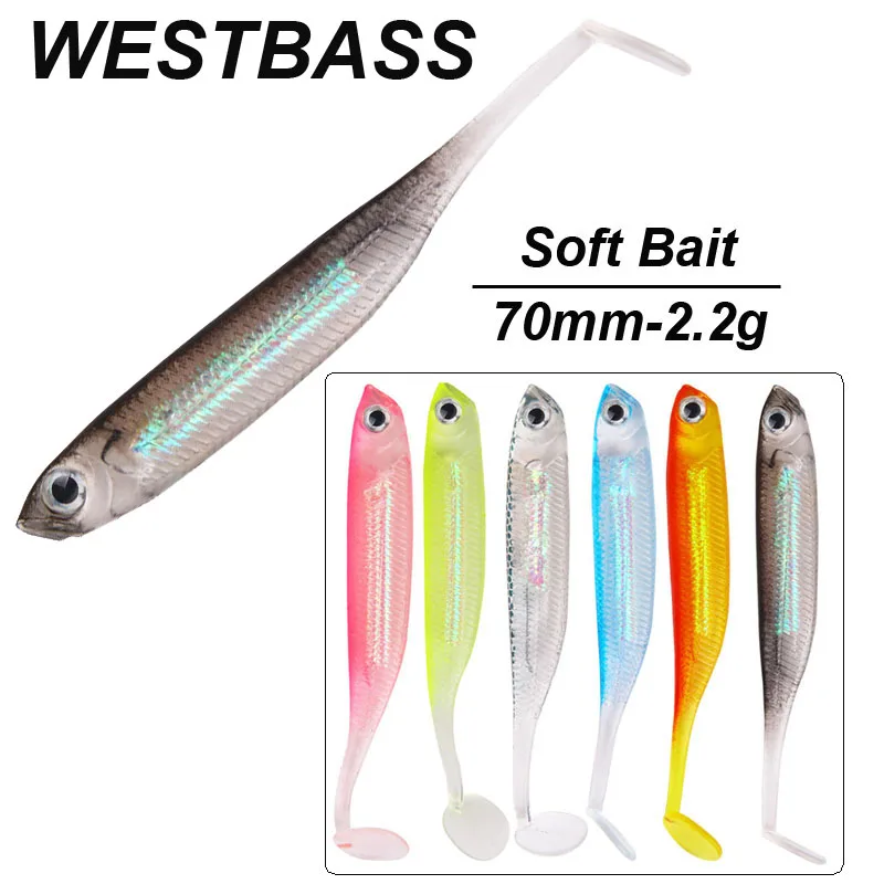 

WESTBASS 5PCS Soft Swimbait 7cm-2.2g Vivid Fishing Lure Silicone Worm Bait Rubber Wobbler Pike Vivid Loach leurres de pêche Isca