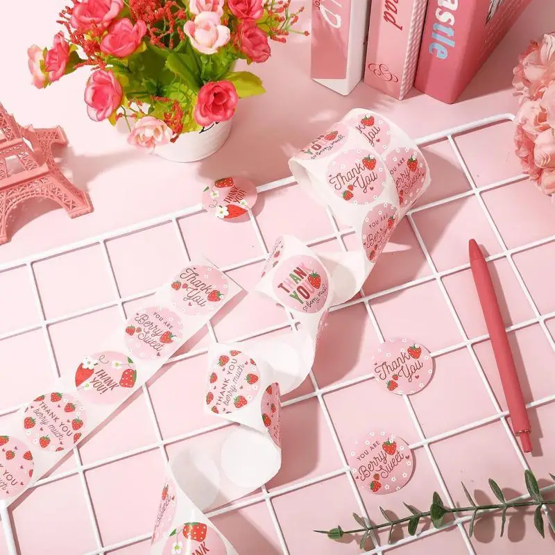 500pcs 2.5/3.8cm Strawberry Shaped Sticker Fruit Lemon Gift Box Decoration Sticker Label Stationery Scrapbook Stickers