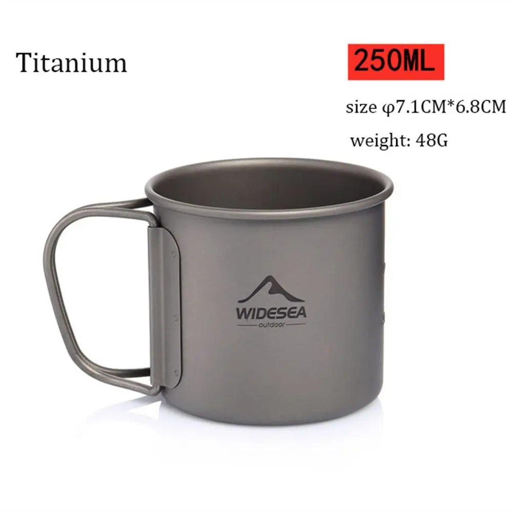

Multisizes Coffee Tea Holder Foldable Handle Titanium Cookware Mug Pots Picnic Water Cup Camping Mug