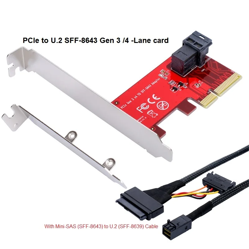 بطاقة محول PCIe x4 إلى U.2 NVMe SSD SFF-8643 محول موصل لترقية تخزين خادم سطح المكتب توسيع PCIe 4.0