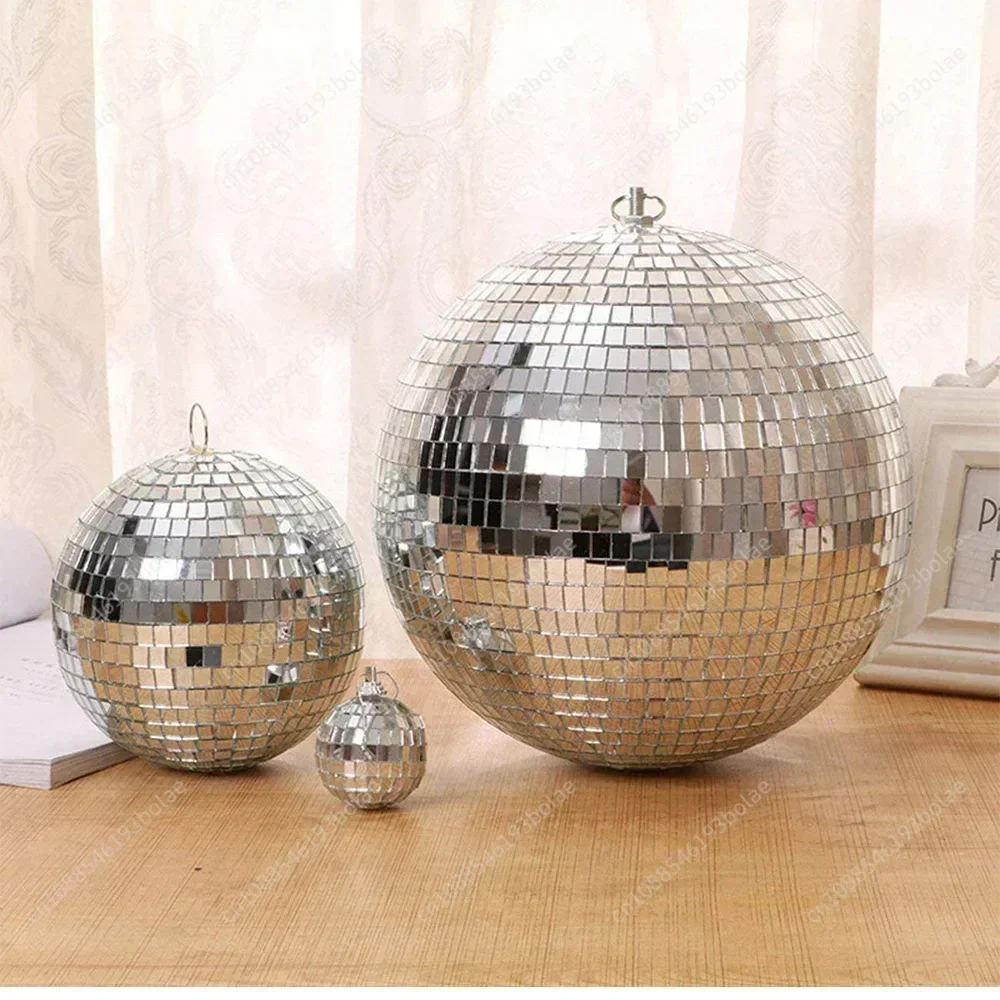 Disco Reflective Glass10/15/20CM Rotating Mirror Ball Light Christmas Party Wedding