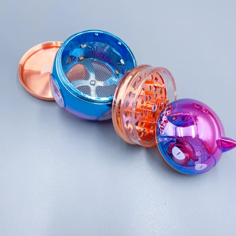 2.5inch/63mm Cat Herb Grinder 4-layer Manual Spice Mill Mushroom Crusher Raw Grass Tobacco Grinder Smoking Cigarette Accessories