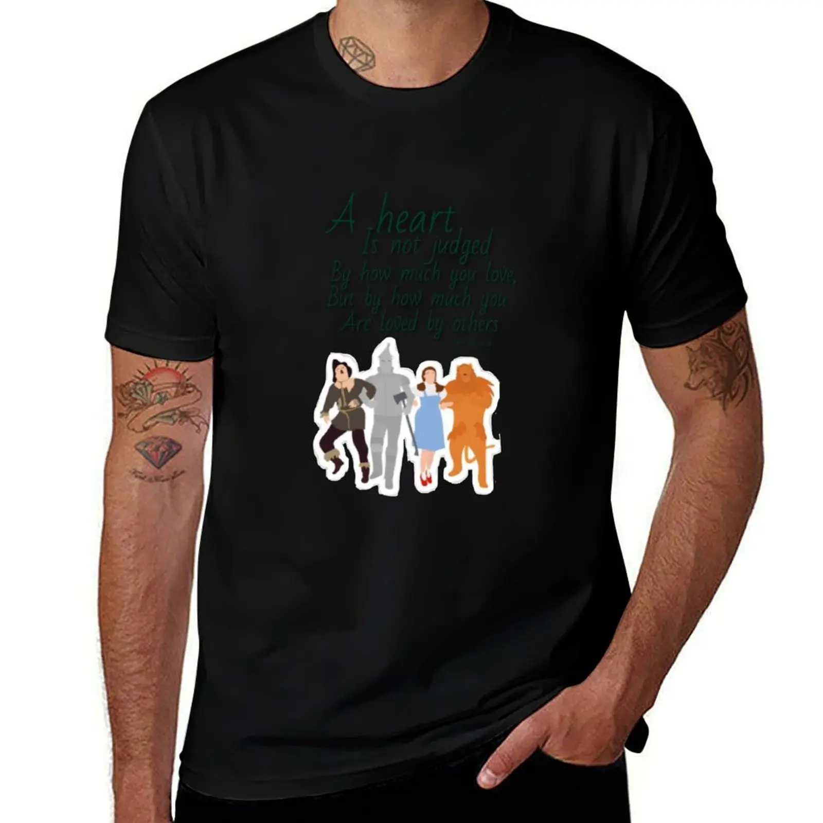 

A Heart Wizard and Oz Quote T-Shirt quick drying hippie clothes summer clothes mens designer t shirt