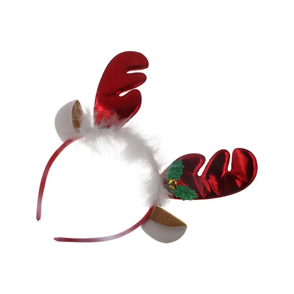 Topi Natal Santa Lembut, Ikat Kepala Tanduk Rusa untuk Pesta, Ikat Rambut Wanita, Bandana Rambut Natal, Dekorasi Natal