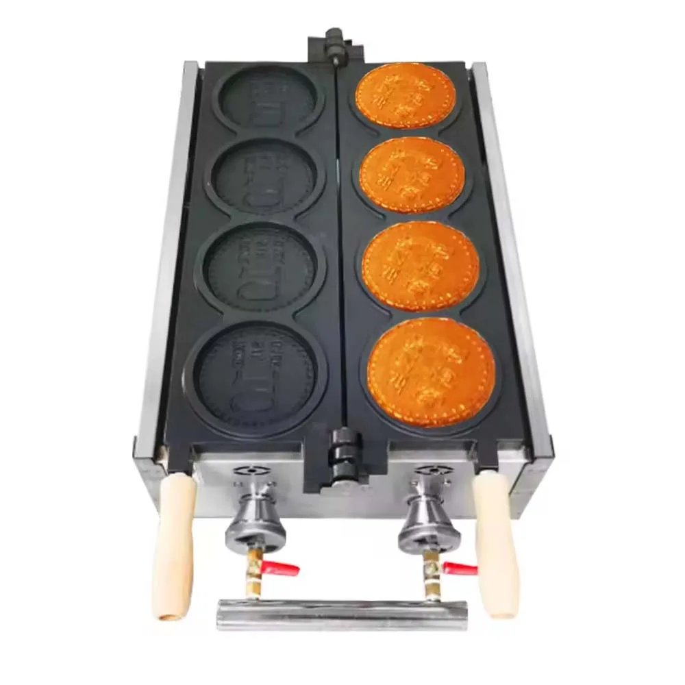 XEOLEO Commercial 4 Grids Cheese Korea Coin Bread Machine Machines Custom Cheese Coin Pancake Waffle Maker