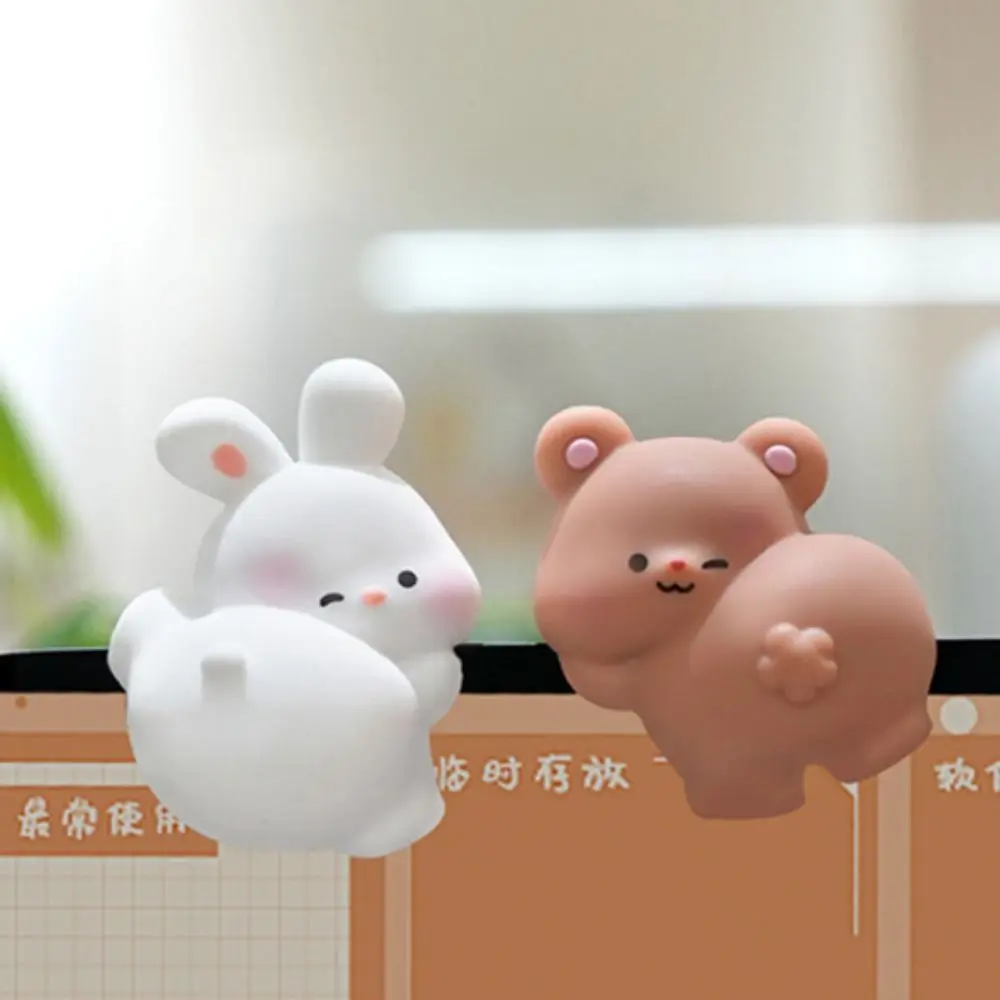

6pcs/set Desk Ornament Computer Monitor Decoration Pig Rabbit Screen Animal Model Cartoon Computer Display Center Console Doll