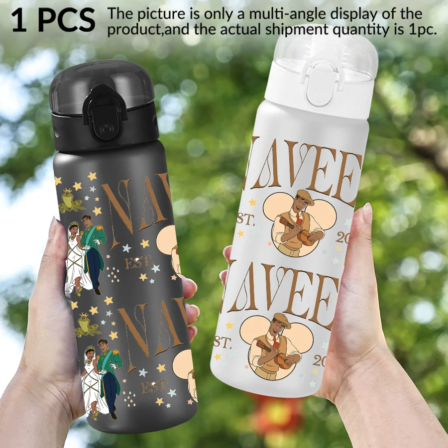 Botella de agua de plástico con diseño de príncipe y rana de Disney, 26oz, para deportes al aire libre, regalo de cumpleaños/regreso a casa, 1 ud.