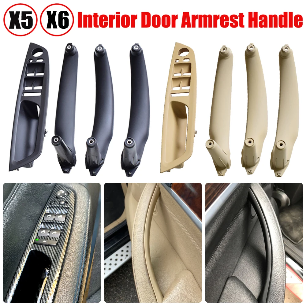 4PCS/set High Quality Left Hand Driver Door Pull Handles Kit Auto Interior Replacement Parts For BMW X5 X6 E70 E71 2007-2013