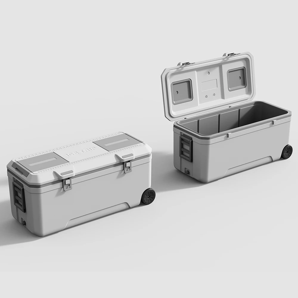 Plastic 160L Hard Rotomolded Cooler Box Wheels Food Grade LLDPE Keeps Ice 48+ Hours Summer Brand Camping Cooler Customizable