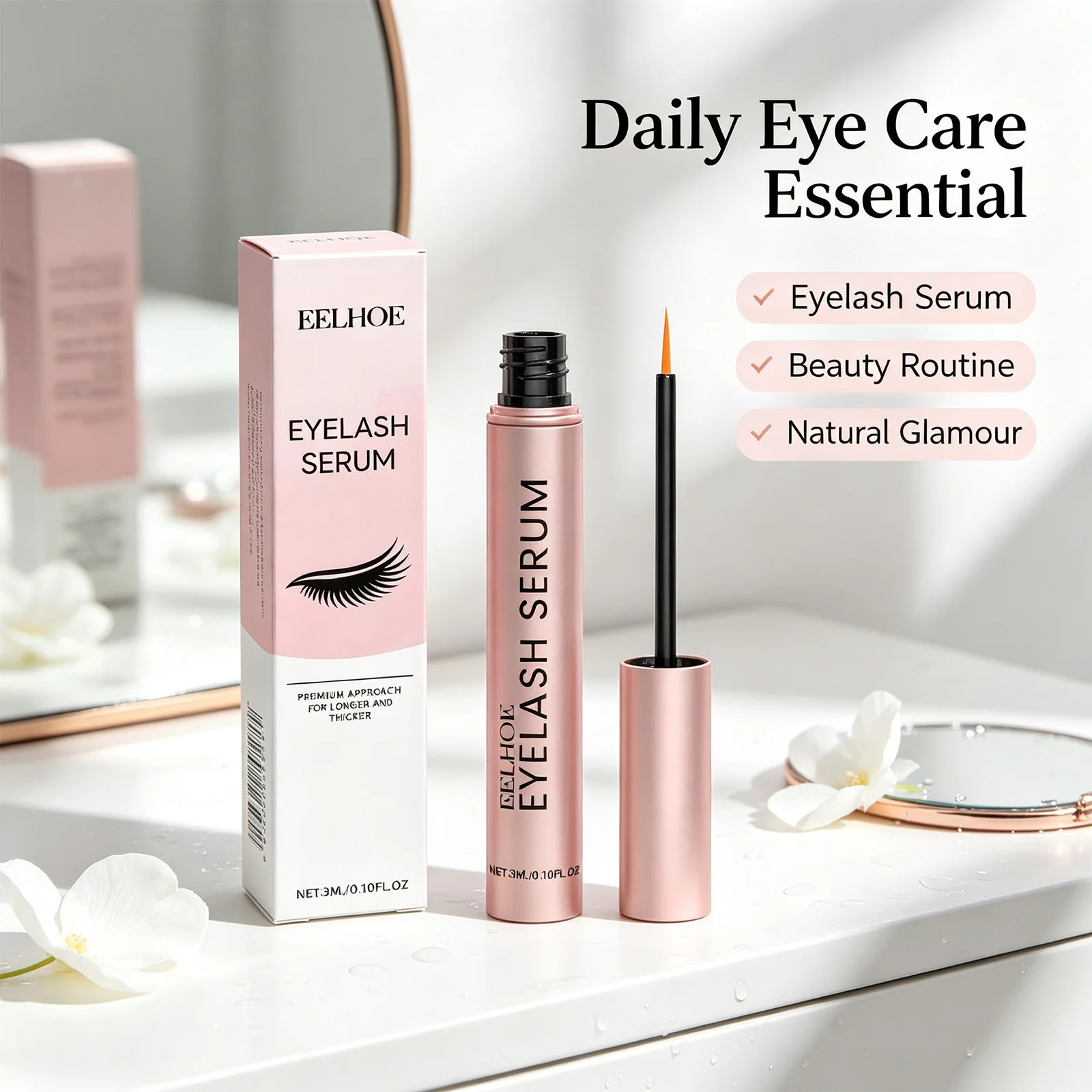 Eyelash Serum Nourishing Strengthening Reduce Shedding Breakage Mild Formula for Sensitive Eyes Longer Thicker Looking Lashes