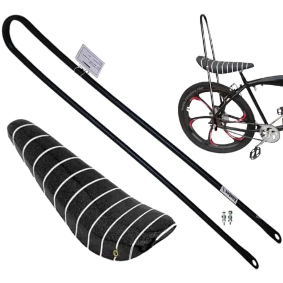 

Bike Seat Long Sissy Bar High Back 38in Bicycle Seat Banana Seat Bicycle with Full U Bracket Stand Equipped Bike Kit Back Suppo