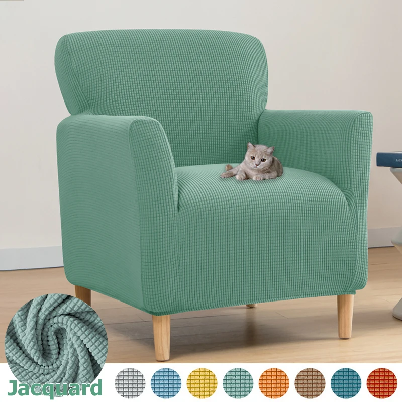 

Jacquard Stretch Small Single Sofa Cover Club Couch Armchair Slipcovers Elastic Single Couch Covers Living Room Bar Hotel 1PC