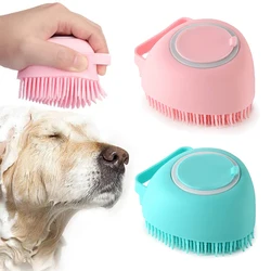 Pet Shampoo Brush Silicone Massage Rubber Bath Comb With Shampoo Storage Short Long Haired Dogs And Cats Washing