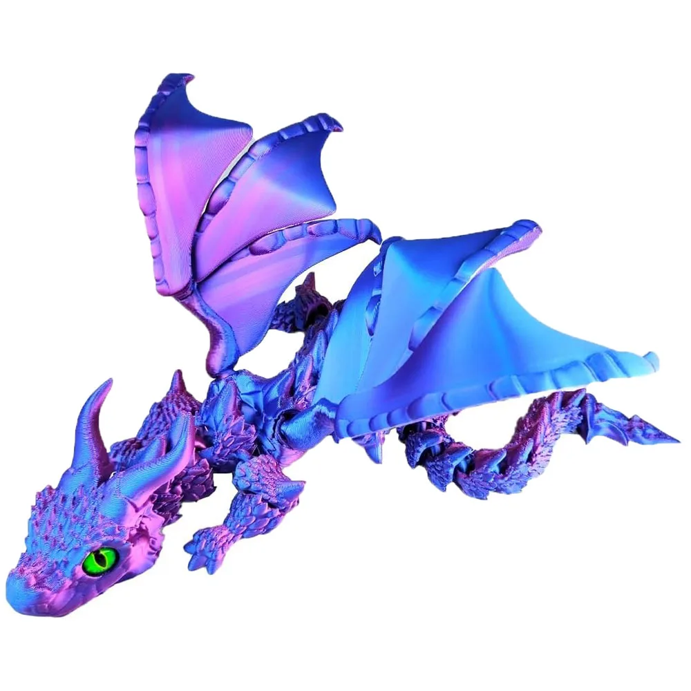 

3D Printing Multi Color Gradient Big Horn Flying Dragon with Wings Model Home Decor Doll Statue Ornament Flying Dragon Model
