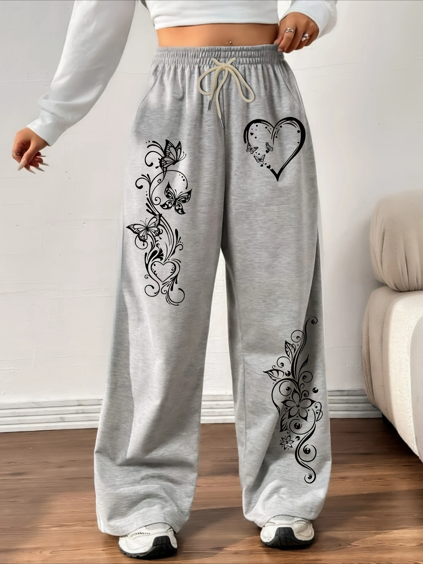 レディース ブラウン ジョガーパンツ - ドローストリングウエスト付きルーズフィットストレートレッグパンツ、日常使いとフォーマルな場にも使える滑り止めカジュアルパンツ