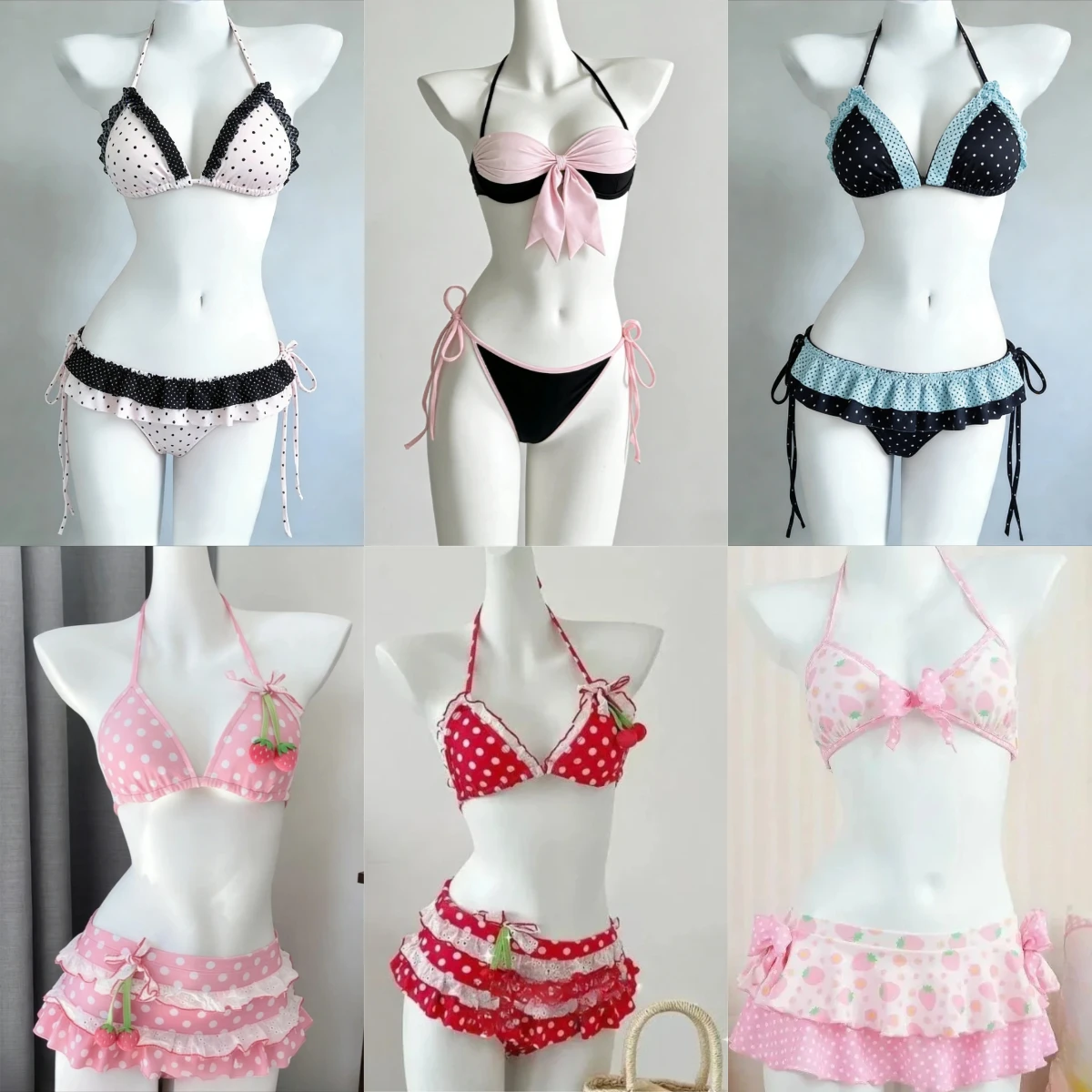 Elegantes Bikini-Set mit Schleifenmuster, zweiteilig, High-Waist-Hose, niedlicher Stil, weiche Bademode, Strand-Badeanzug für Damen, Sommer 2026 Neu
