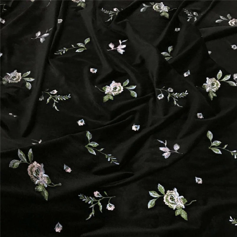 Embroidery Thickened Clothing Fabric Golden Velvet Cheongsam Skirt Suit Wholesale Cloth Per Meter Apparel Sewing Diy Material