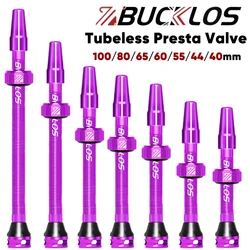 BUCKLOS Road Bike Tubeless Valve 40/44/55/60/65/80/100mm Aluminum Alloy Bicycle Tubeless Valves F/V Presta Valve Cycling Parts