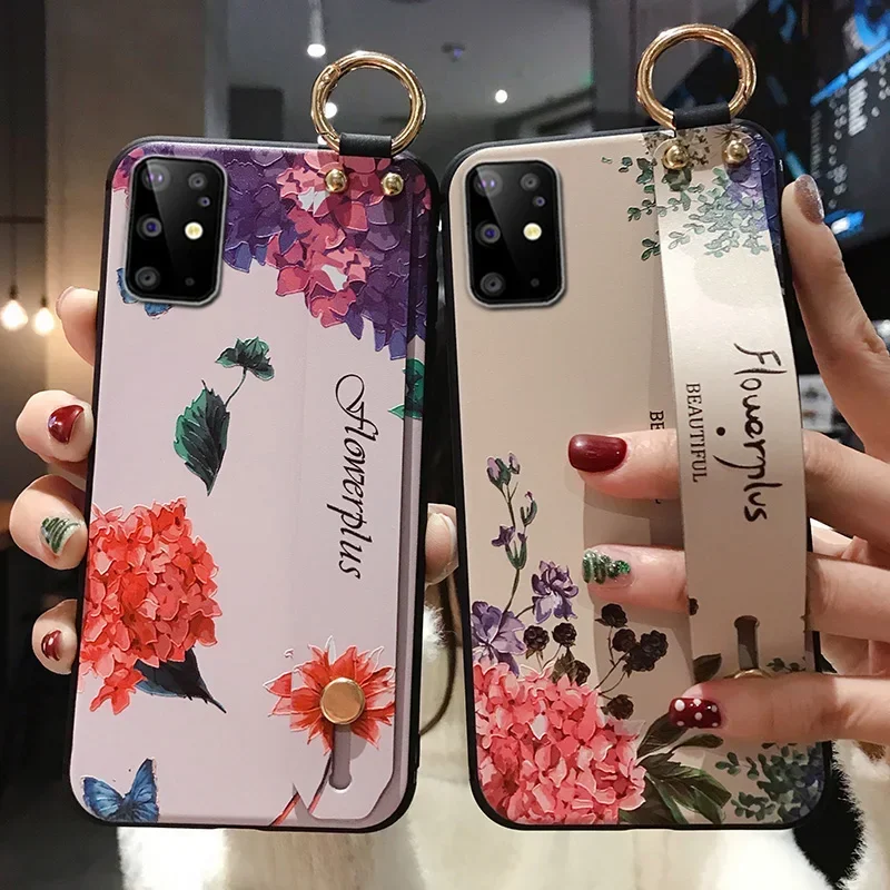 Galaxy S24 Ultra S24 FE custodia Trendy 3D Flower Leaf Hand Band Cover per telefono per Samsung A55 A05 15 A25 A35 A06 A16 A50 A30S