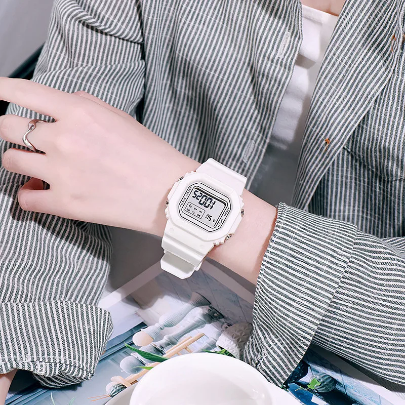 Спортивные мужские и женские электронные часы, простые квадратные цифровые часы, модные водонепроницаемые светодиодные наручные часы, reloj digital mujer