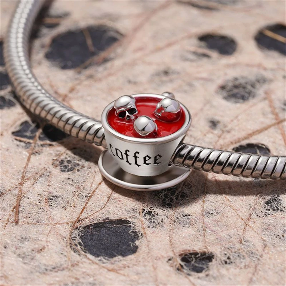 New 925 Silver Plated Coffee Machine Cup Champagne Beer Red Wine Charm Bead Fit Original Pandora Bracelet For Women DIY Jewelry