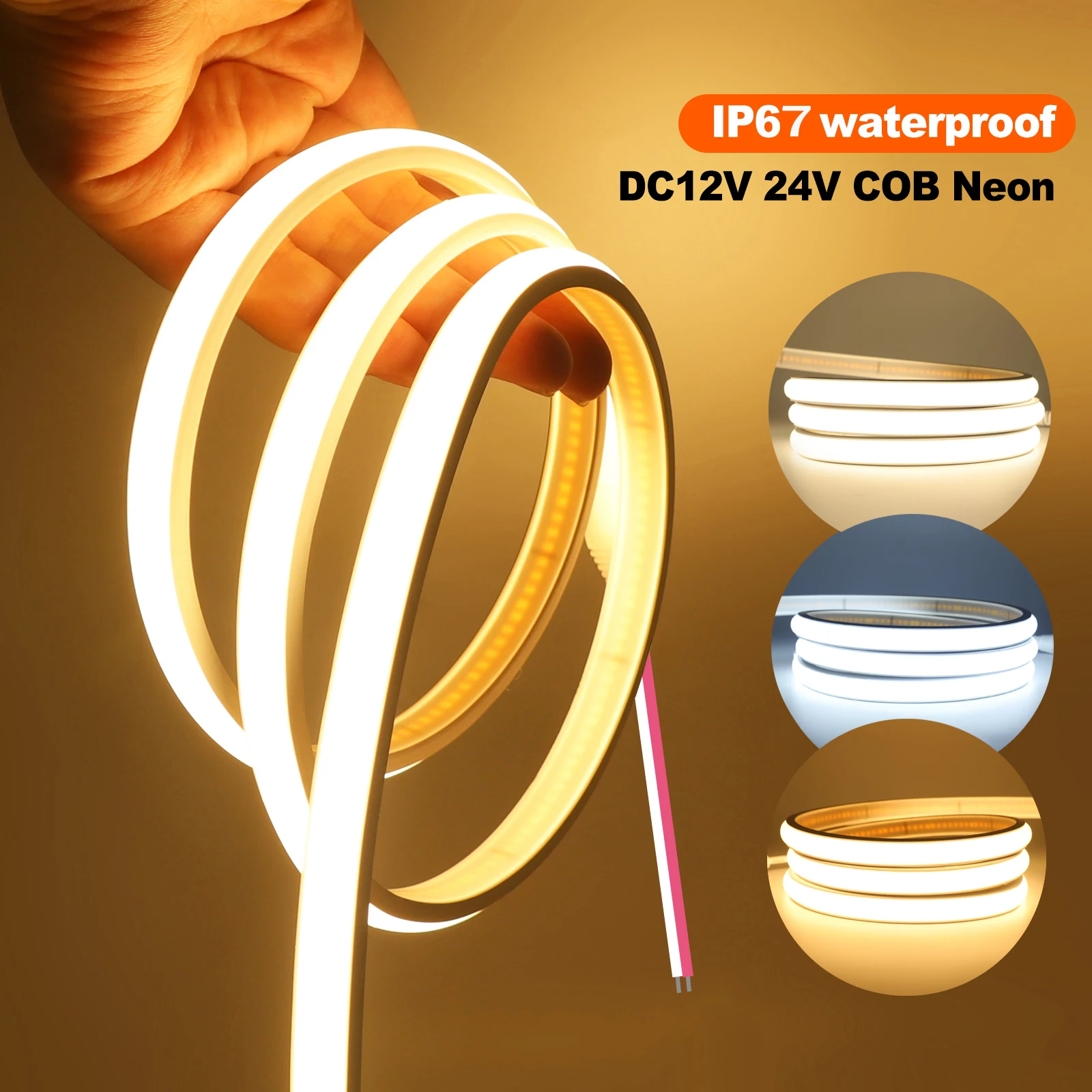 Wodoodporna taśma LED COB 12V 24V Elastyczne światło neonowe LED 0.5-20M 320LEDs Oświetlenie liniowe o dużej gęstości COB LED Lights
