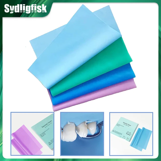 36Pcs Dental Rubber Dam Natural Rubber Latex Barrier Dam Non Sterile Dental Dam Sheet 6''X6'' Adult Dentistry Oral Care Material