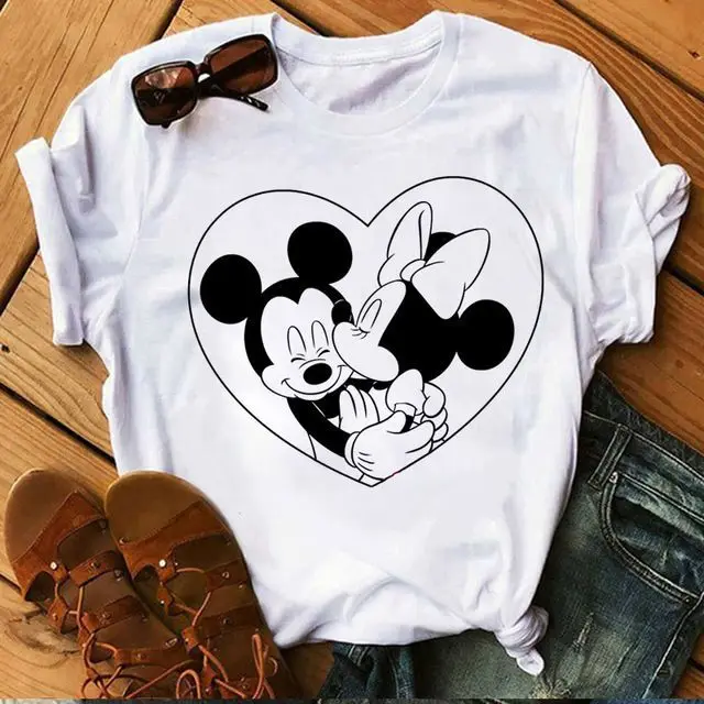 Le nuove coppie Disney sono magliette da uomo e da donna in cotone larghe e comode per il tempo libero di Topolino Minnie con maniche corte