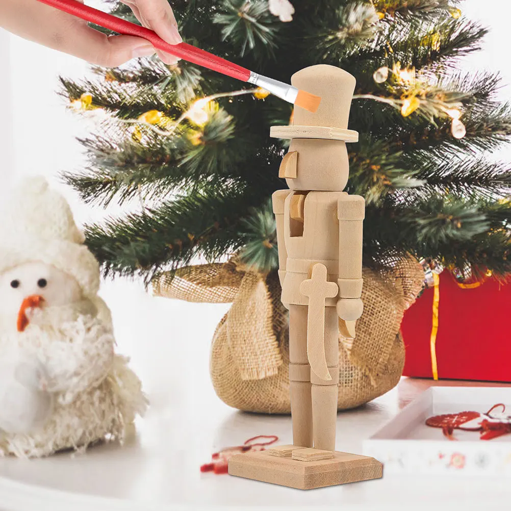 

2Pcs Wooden DIY Nutcracker Soldier Unfinished Blank Crafts Xmas Decoration Wooden Nutcracker Ornament DIY Decoration