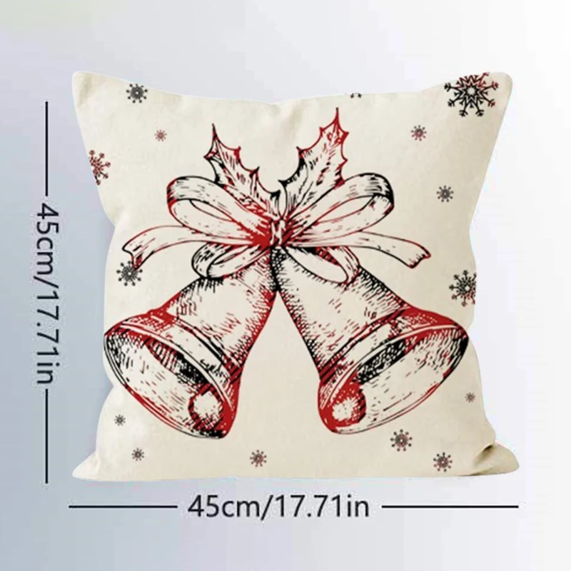 Christmas Pillowcase Christmas Tree Reindeer Print Linen Pillow Covers Couch Cushion Case for Home