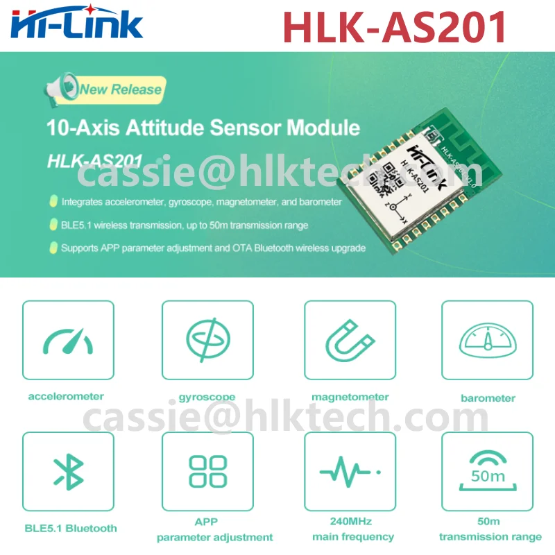 Hi-Link New HLK-AS201 OTA Ten-Axis Attitude Sensor Module BLE5.1 Wireless Transmission Digital Filtering Technology UAV