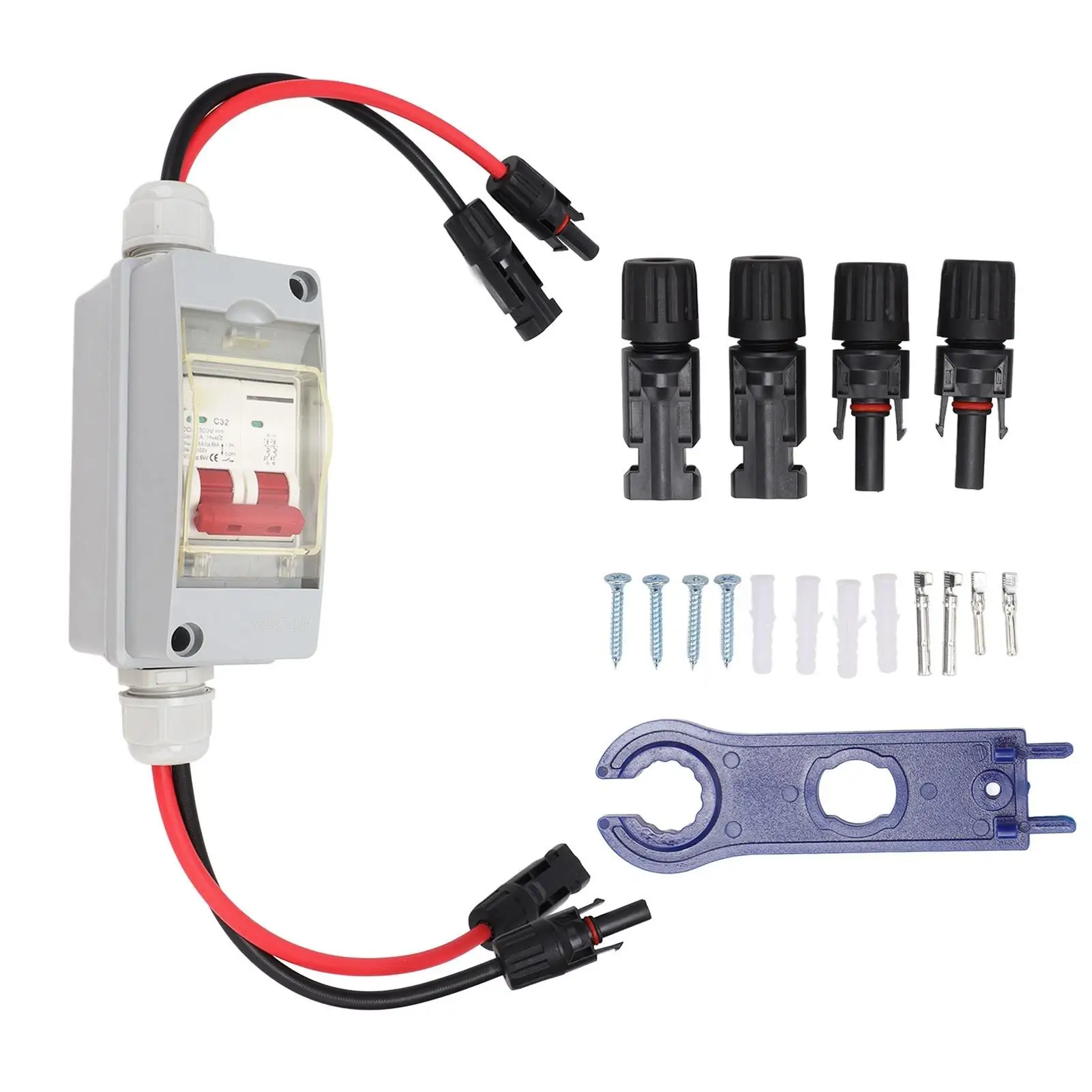 2P DC 500V 32A Circuit Breaker MCB Disconnect Switch in IP65 Waterproof Distribution Box