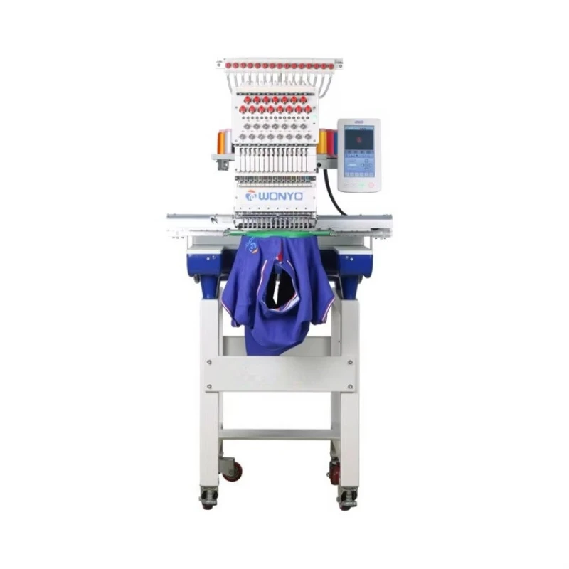 عالية السرعة المنزل استخدام 1 رئيس آلات الخياطة والتطريز 15 الإبر سعر جيد لقبعة قبعة التي شيرت التطريز المسطح