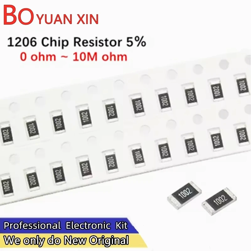 100pcs 5％ 1206 SMD Resistor 1/4W 0.47R~0.5R 0.51R 0.56R 0.62R 0.68R 0.75R 0.82R 0.91R 1.2R 1.3R 1.5R 1.6R 1.8R 2R 2.2R 2.4R ohm