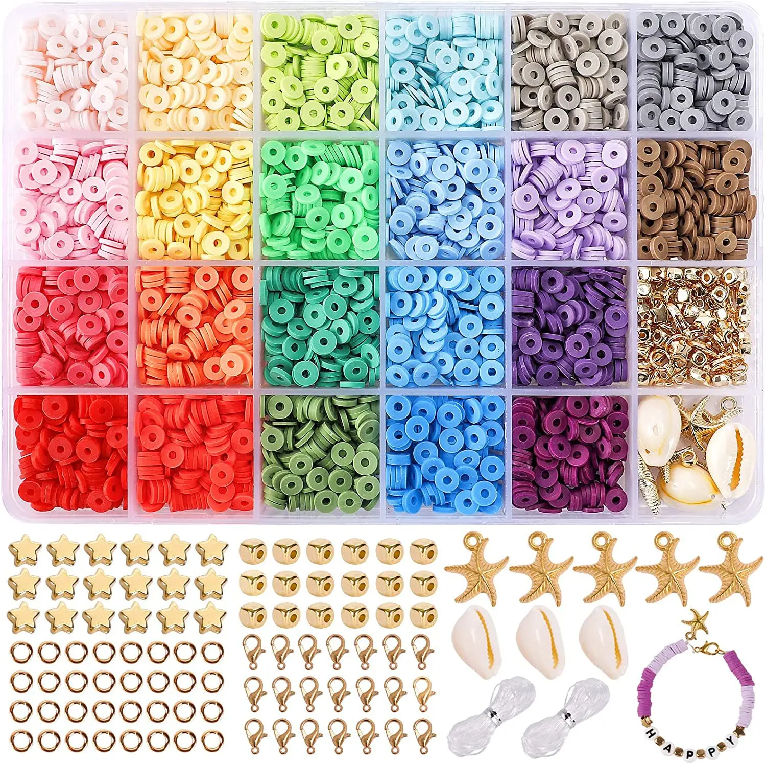 3300Pcs Mixed Polymer Clay Beads Various Clay Spacer Beads For Jewelry Making Diy Bracelet Necklace Earrings Accessories