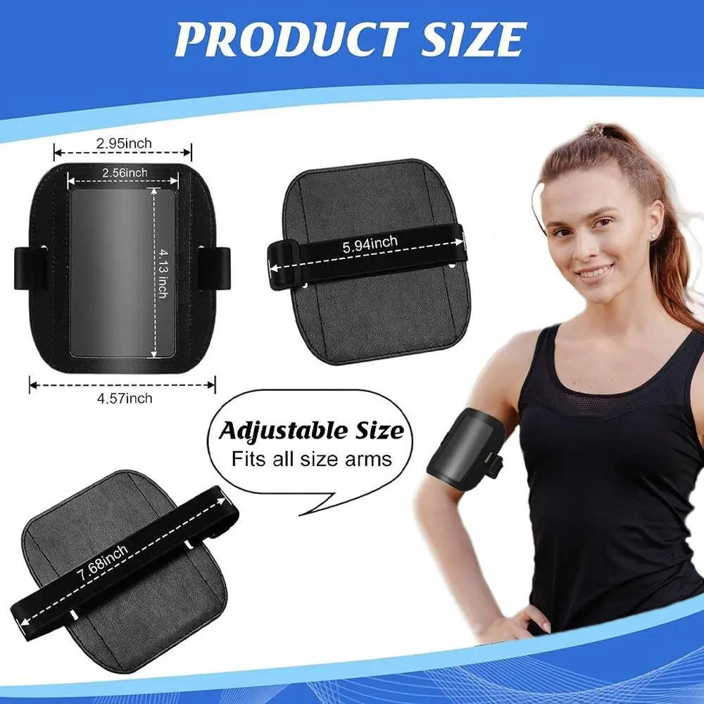 PU Leather Arm Badge Holder Adjustable Waterproof ID Armband Multifunctional with Elastic Band Card Holder for Work Postcards