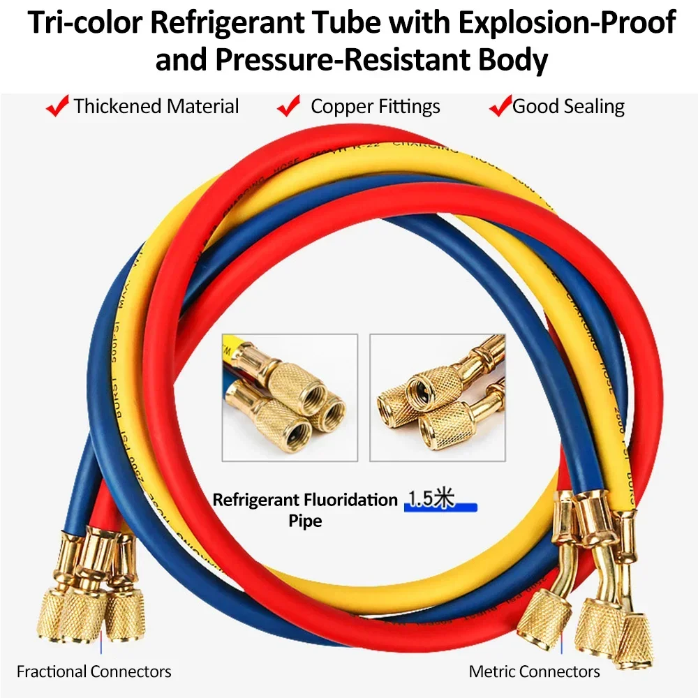 1 BOX Tool Kit Set Car Air Conditioning Pressure Manifold Gauge Hose Adapter R134a R12 R502 Refrigerant Pressure Gauge