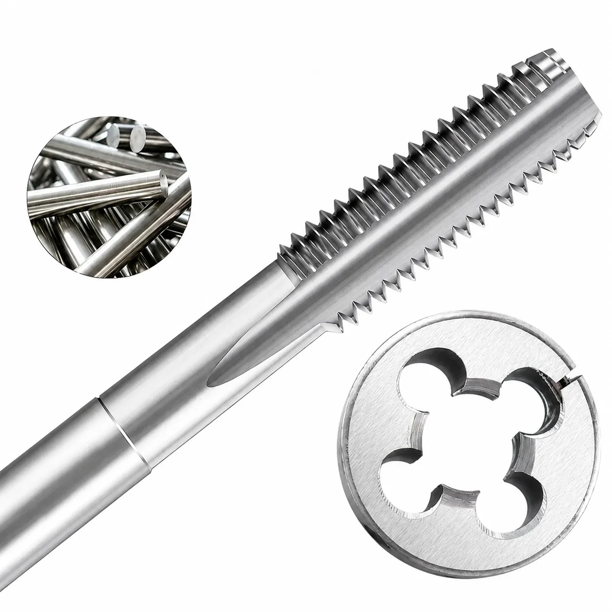 1SET HSS M38-M40 Metric Tap and Die Set Right Hand Internal External Thread Tapping Repair Tool for CNC Machine Tools