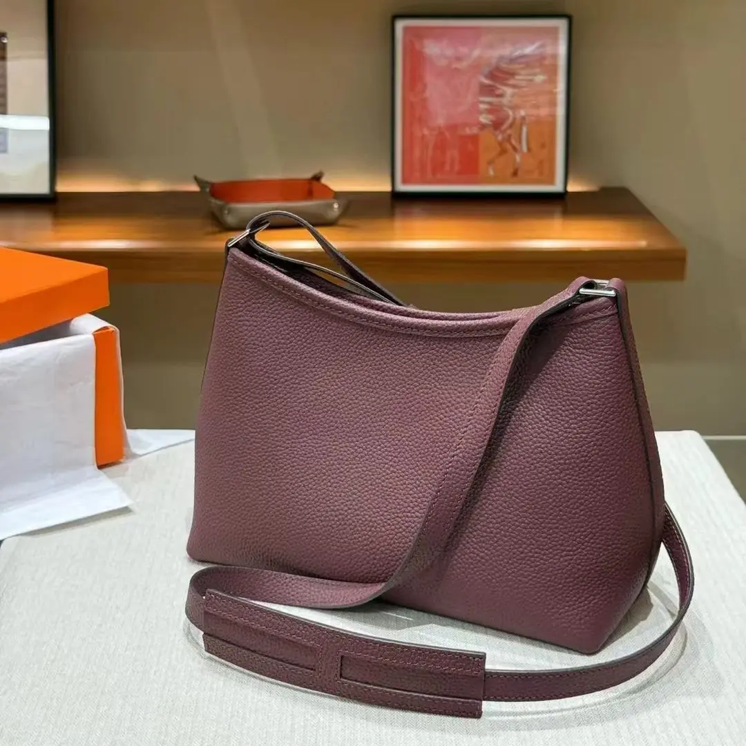 Borsa a secchiello in vera pelle con motivo litchi di moda di Design di marca 2024 borse a tracolla in pelle bovina di alta qualità di lusso per le