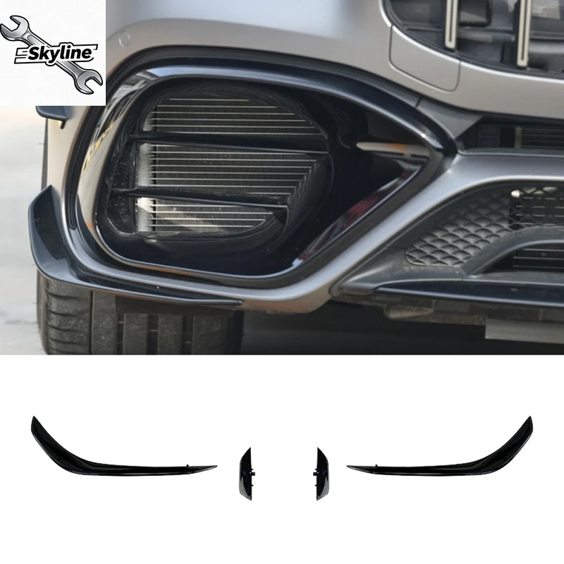 Front Bumper Spoiler Glossy Black Bumper Spoilers Fog Lights Decorative Cover
